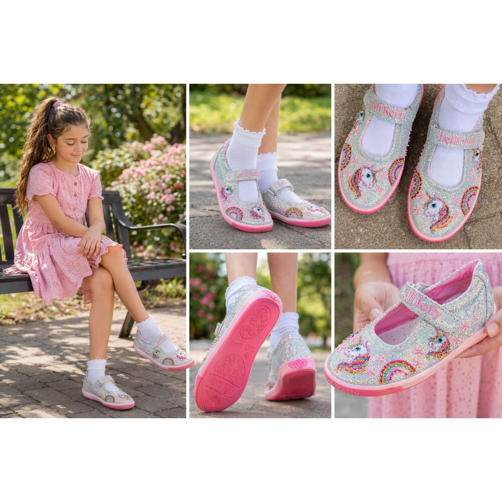 Lelli Kelly Sequin Sparkle Beaded Embroidered Pink Unicorn Size 3.5 Mary Janes